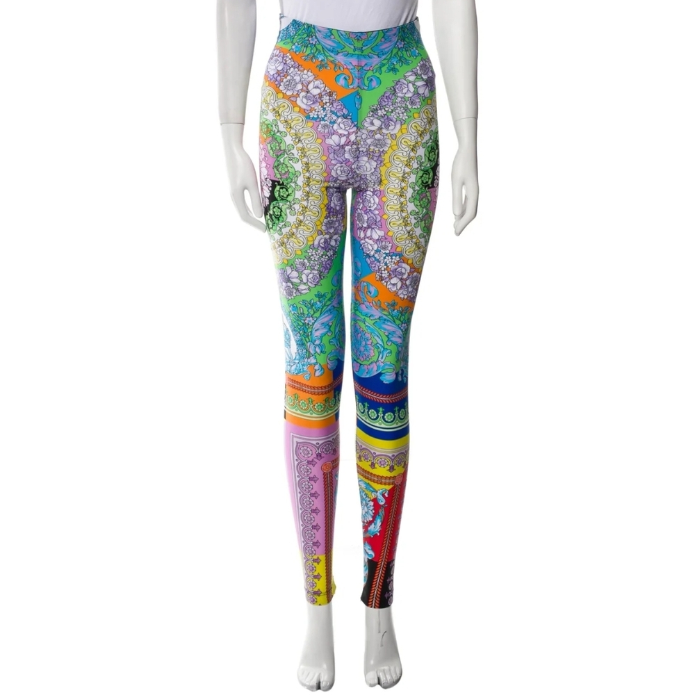 Versace Green and Blue Psychedelic Leggings